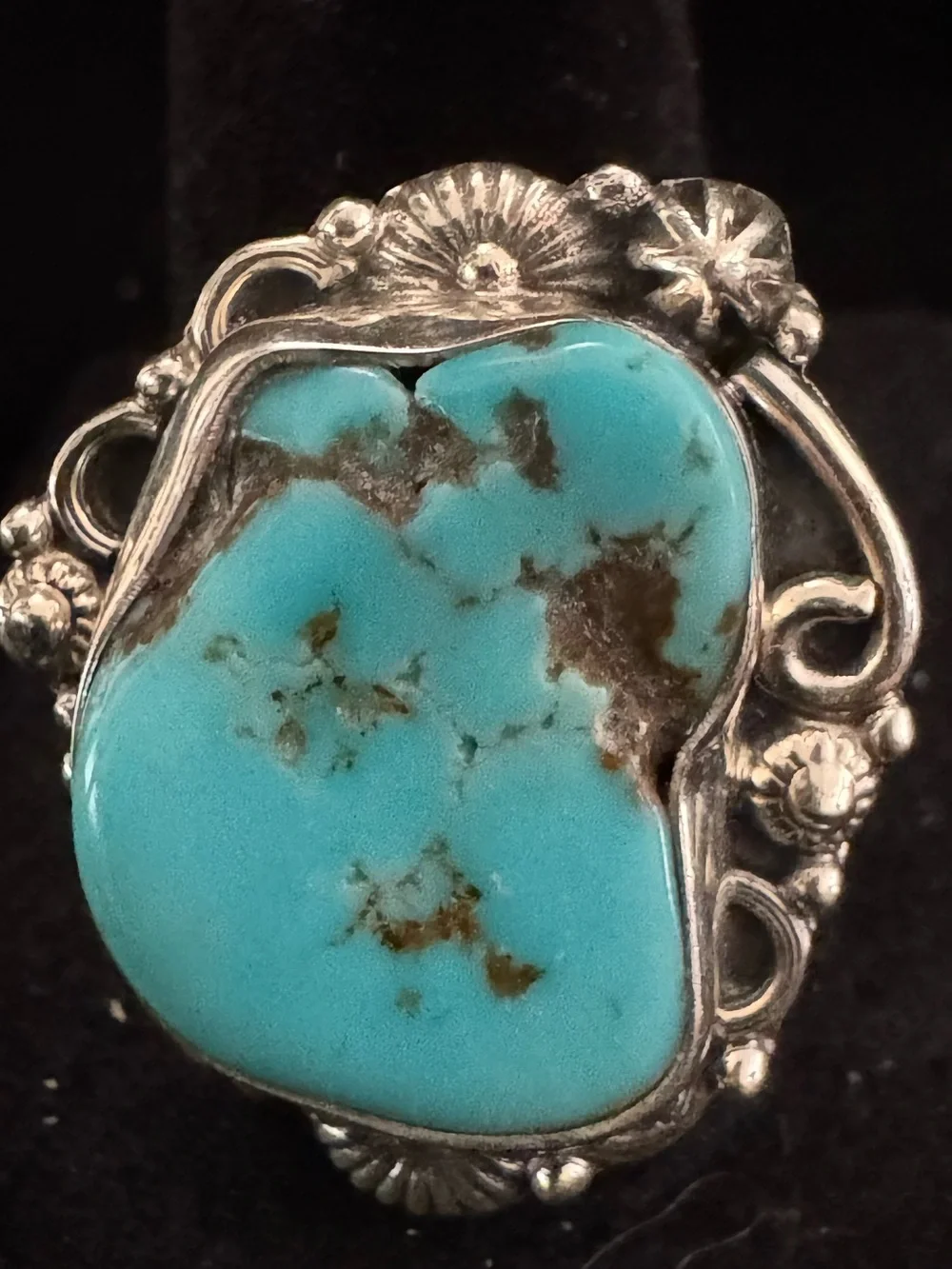 Genuine Kingman Turquoise Stone sterling‎ Silver statement Ring